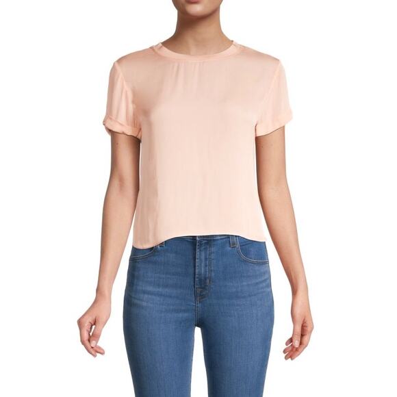 Alice + Olivia Classics Jann Boxy Short Sleeve Pink Top Size Medium - Picture 1 of 8